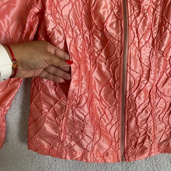 Flair Jacket‎ Women's Salmon Color Textured Full Zip Collared Size Large - Picture 7 of 11